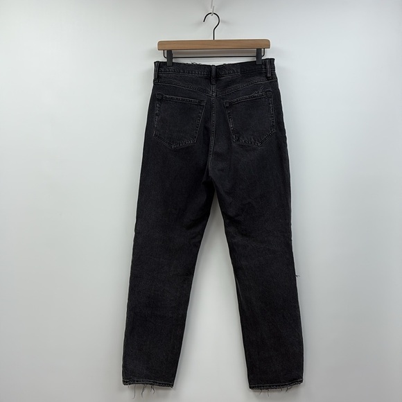 Abercrombie & Fitch The Dad High Rise Straight Jeans Black Distressed Denim 29 - Picture 5 of 8